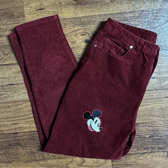 Disney • Size 15 • Red Velvet Jeans W/ Mickey Mouse Embroidery & Patches - Picture 3 of 13